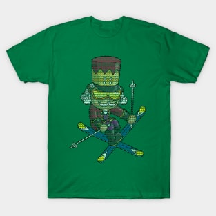 Skiing Nutcracker Ski Christmas Knit Pattern Skier T-Shirt